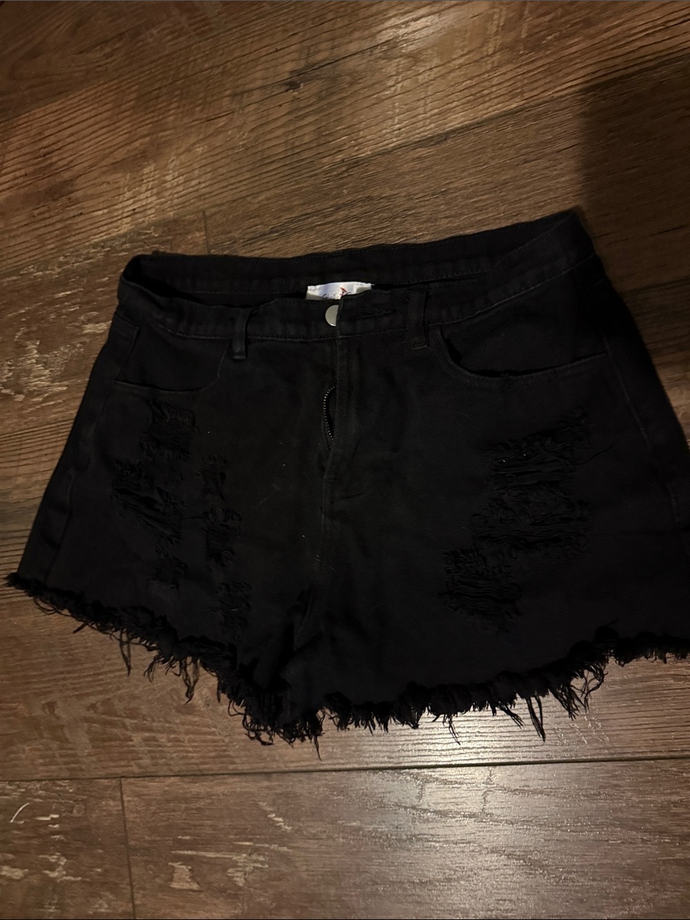 Women's Black Distressed High-Rise Jean Shorts